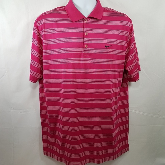 Nike Golf Pink Dri Fit Mens Golf Polo Shirt - Picture 1 of 3